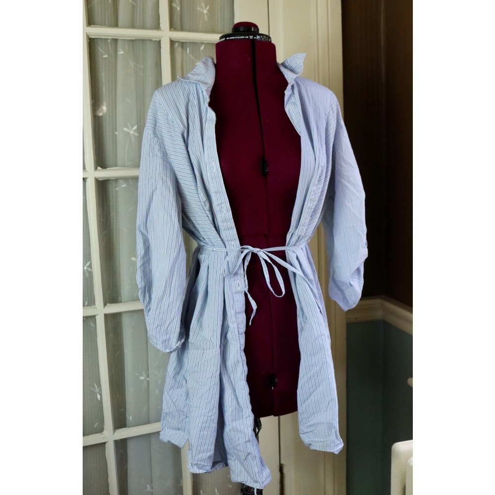 Motherhood Stripe Tie Waist Long Shirt Dress - Picture 5 of 8